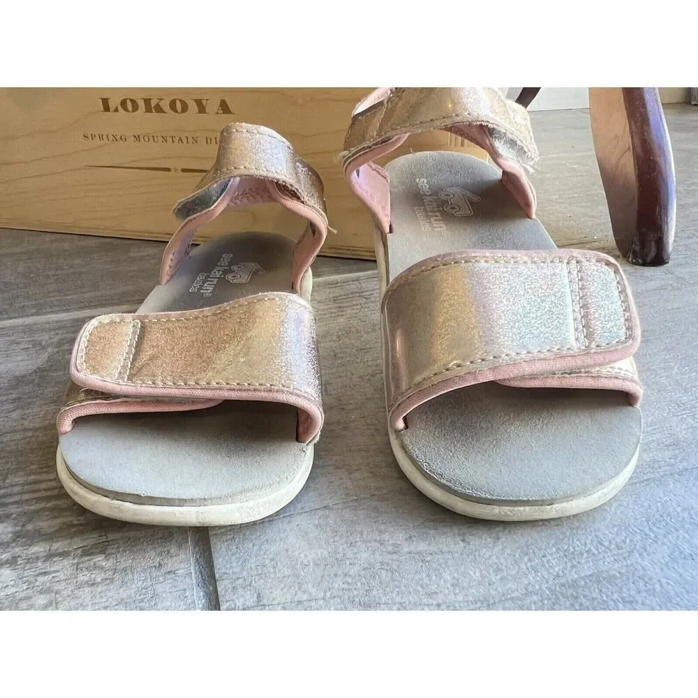 See Kai Run Toddler Girls Logan Sandal Pink Glitter Hook & Loop Adjustable 9
